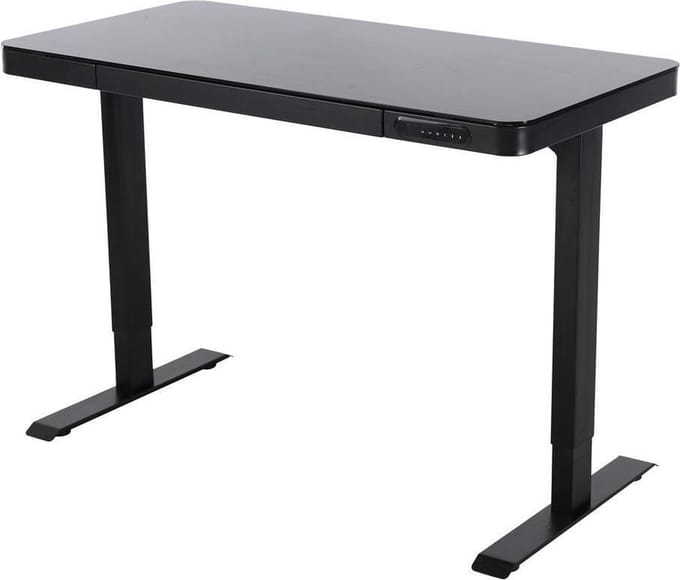 IVOL Elektrisch verstelbaar bureau 120x60 cm - thuiswerkplek - Glas zwart