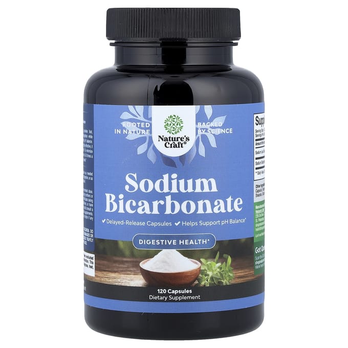 Nature's Craft, Bicarbonate de Sodium, 120 Gélules (650mg par capsule)