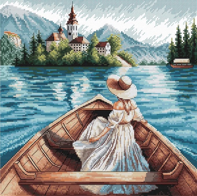 Borduurpakket AVA Stitch - Bled Island - Bled Eiland, Slovenië - 115A