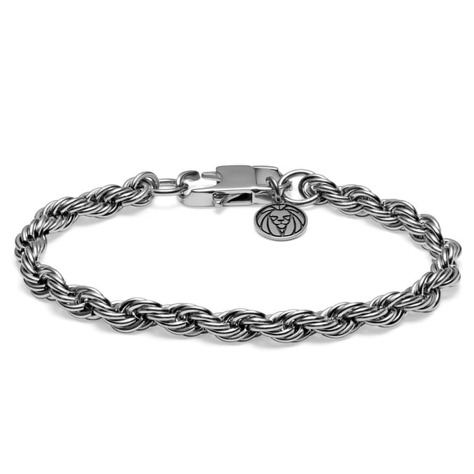 Corwin Amager Zilverkleurige 6 mm Touwketting-armband