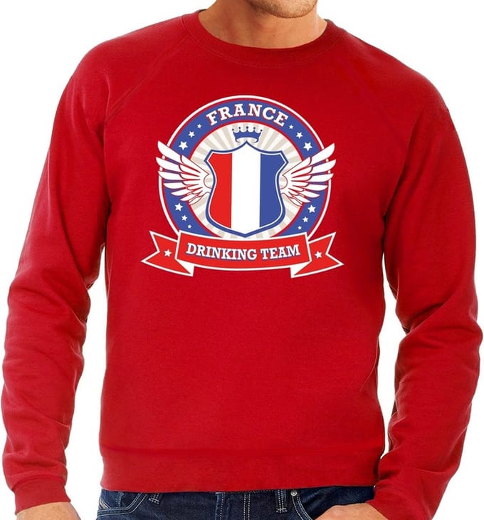 Rood France drinking team sweater rood heren - Frankrijk kleding M