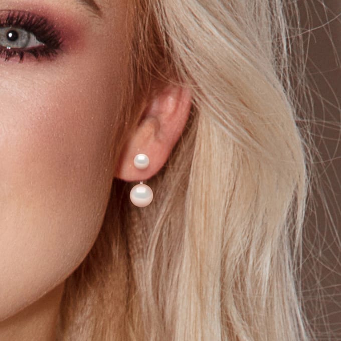 DUO Parel Oorbellen Zoetwater White 6 en 9 mm 925