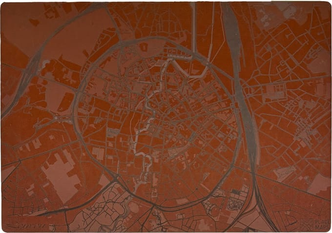 Place Maps Placemat Stadskaart Antwerpen - Kunstleer - Zwart - 1 Stuk