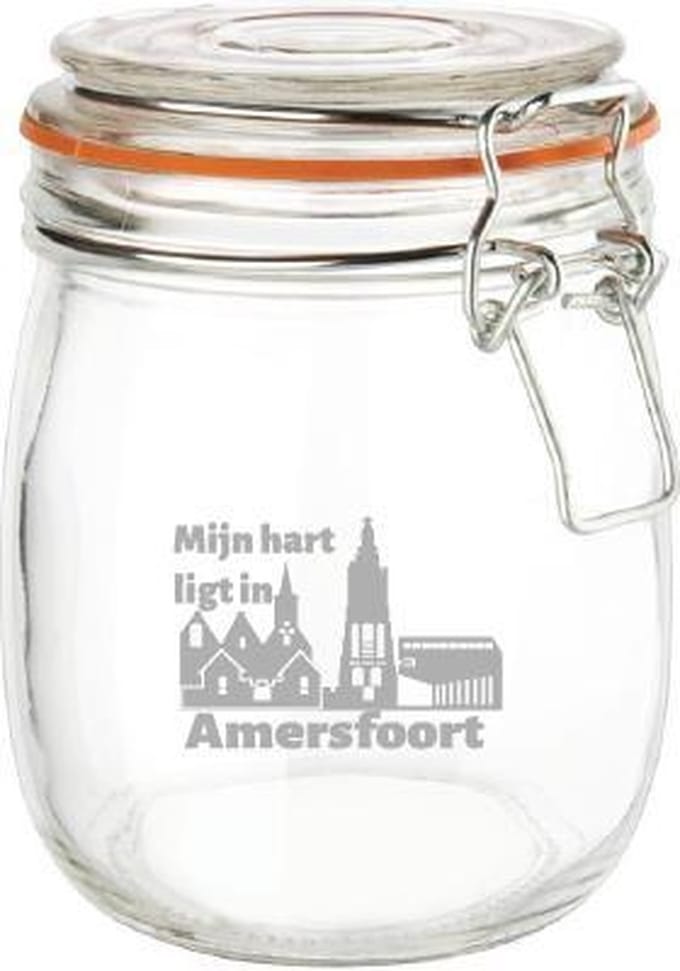 Gegraveerde Weckpot 0.75 ltr. Amersfoort