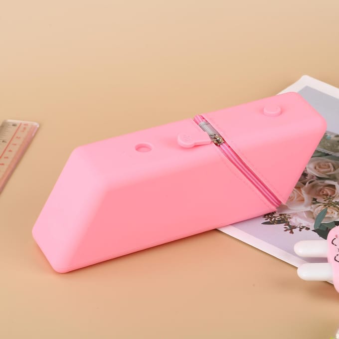 1 stuks Siliconen etui grote capaciteit student etui gradiënt rechthoekige kantoorartikelen organizer etui
