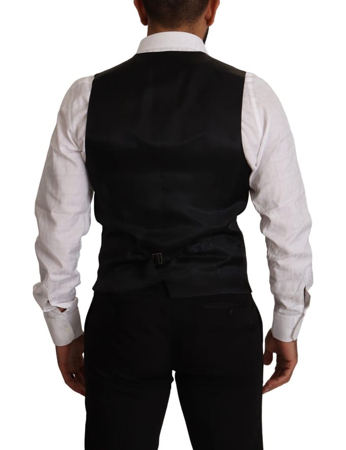 Dolce & Gabbana Heren Blauw Gestreept Wollen Stretch Gilet