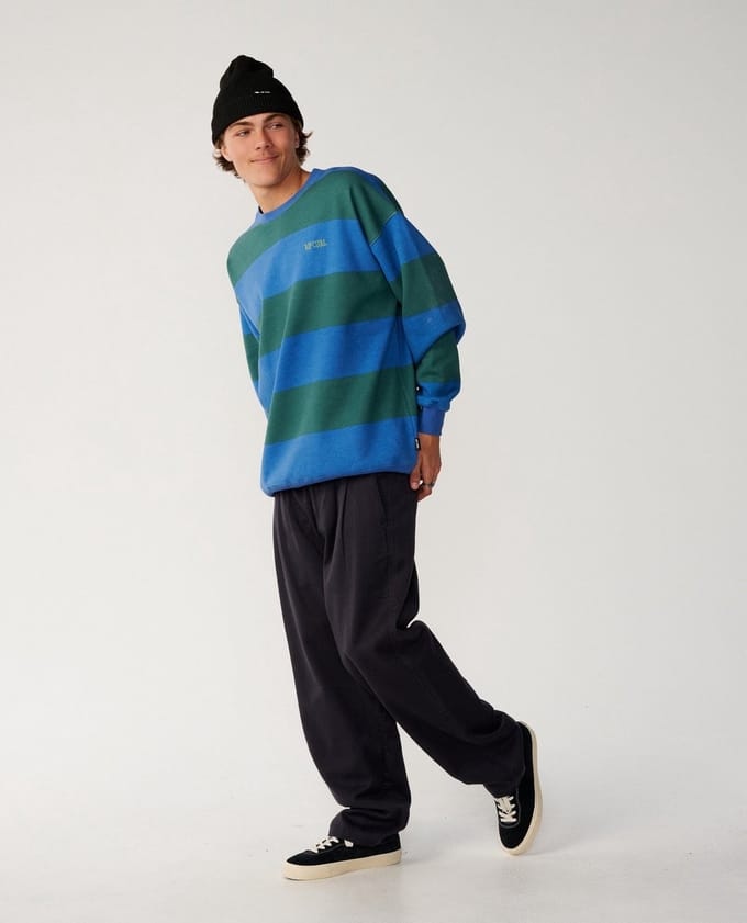 Rip Curl Disorder Stripe Crew Sweater blauw