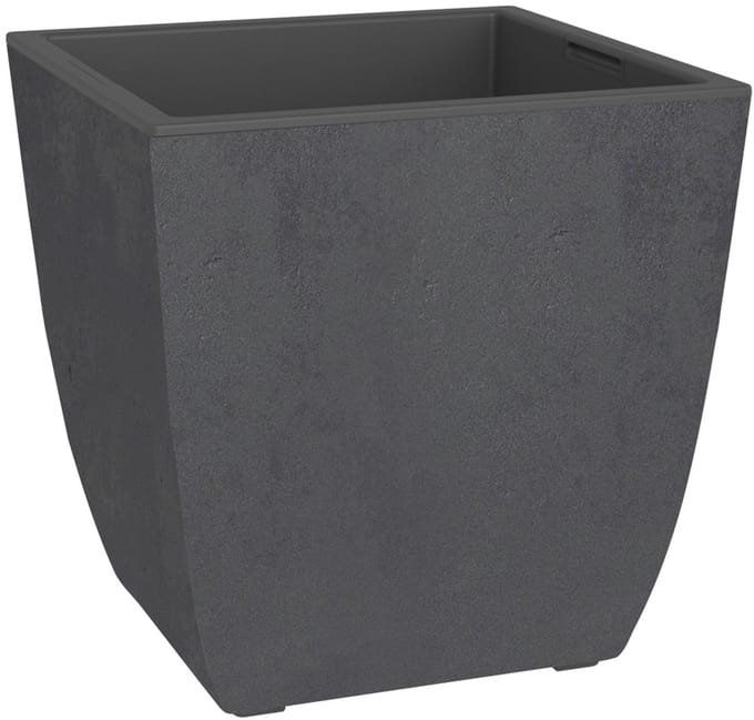 Bloembak - DIVA BASALT - Antracietgrijs - Vierkant - 42 L - 43,5 x 43,5 x H.44,2 cm - EDA - Uitneembare binnenbak