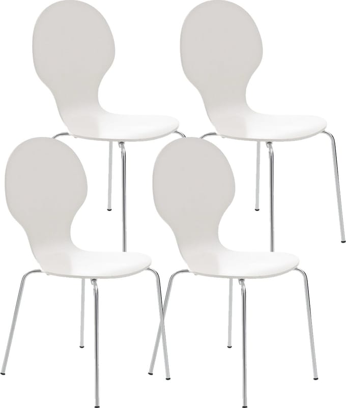 CLP Diego Set van 4 stapelstoelen Hout/wit