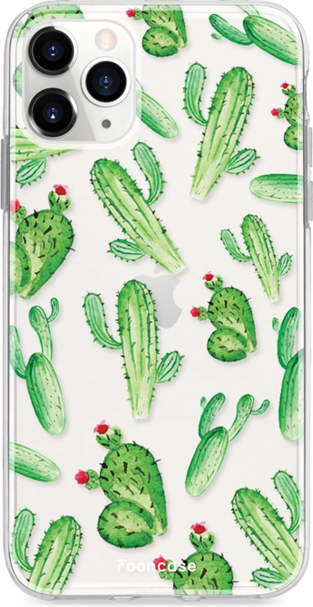 Fooncase Hoesje Geschikt voor iPhone 11 Pro Max - Shockproof Case - Back Cover / Soft Case - Cactus