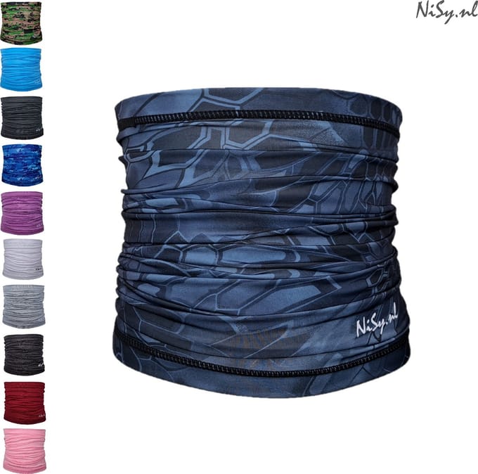 NiSy.nl Multifunctionele Nekwarmer | Sjaal | Bandana | Sporten | Unisex | One Size | Tech Blue