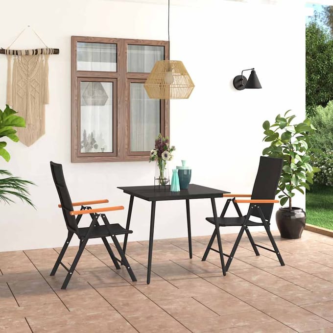 vidaXL - 3-delige - Tuinset - zwart - en - bruin