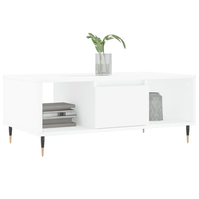vidaXL - Salontafel - 90x50x36,5 - cm - bewerkt - hout - wit