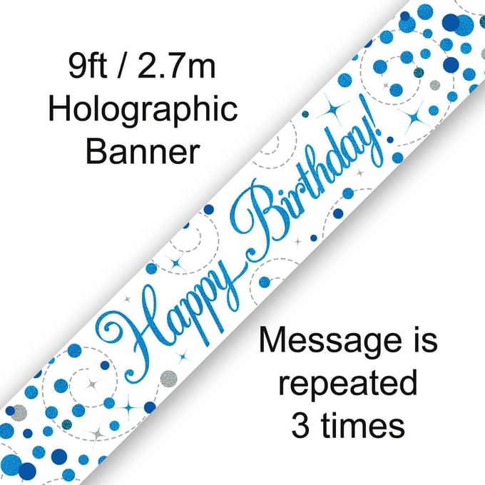 Oaktree - Banner Happy Birthday Blue Holographic
