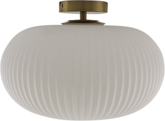 Olucia - ELLIOT - Plafondlamp - Wit / Messing - Geschikt voor Badkamer - Vorm: Rond