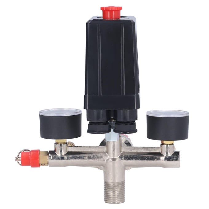 Luchtcompressor Drukklep Kit Verticale Schakelaar Verdeelstuk Regulator 90?120PSI AC 100240V