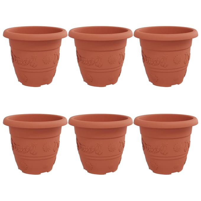 vidaXL - Ronde - Bloempot - 6 - st - Baksteenrood - Ø - 30 - x - 25 - cm - Kunststof