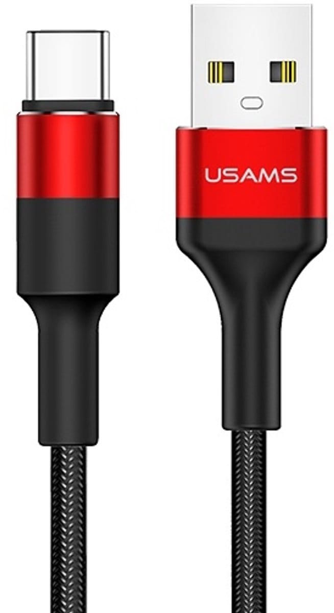 USAMS U5 Serie - Snellaadkabel - 1,2 m - Rood - Duurzame Nylon