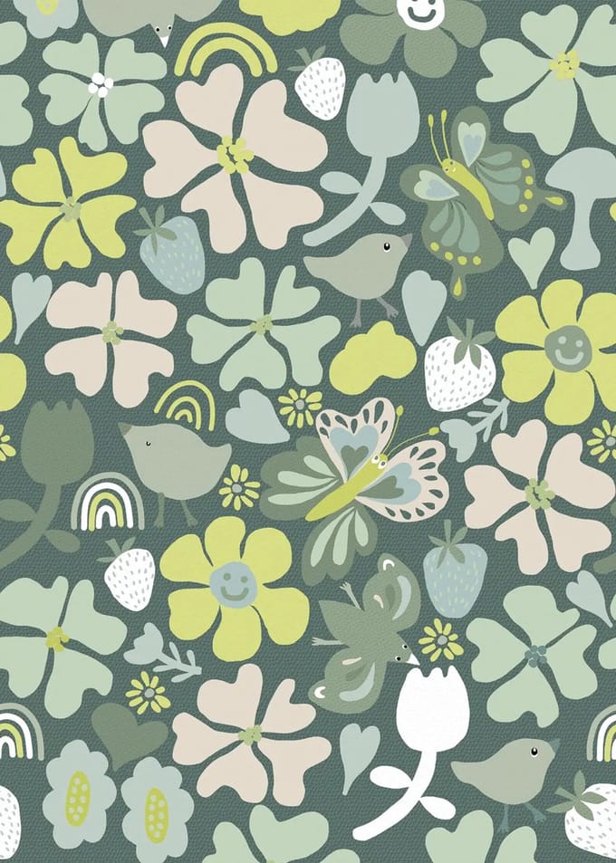 Sam & Luca - Boho Flower Garden dark green
