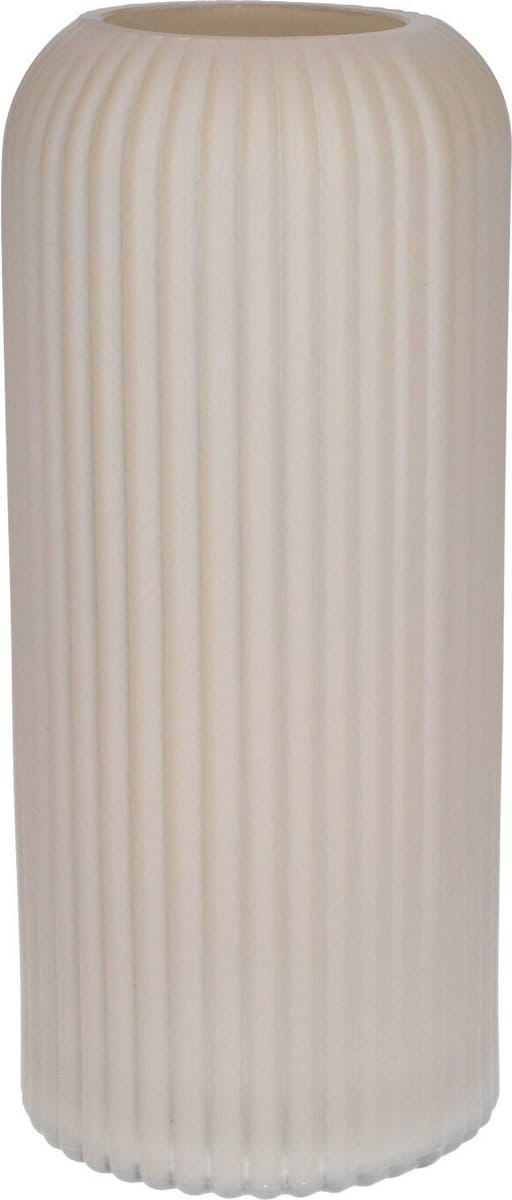 Bellatio Design Bloemenvaas - creme - matglas - 10 x 25 cm - vaas