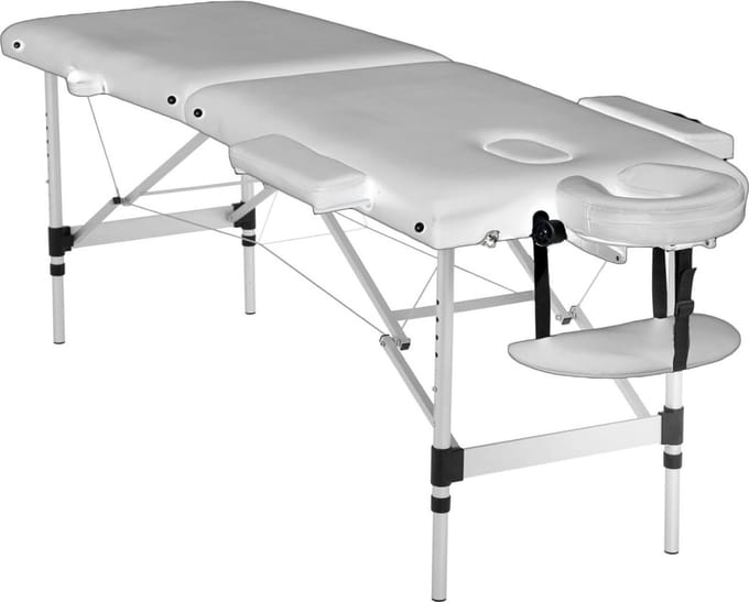 Massagetafel Inklapbaar - 2 Secties - Aluminium - Wit - Professioneel Comfort