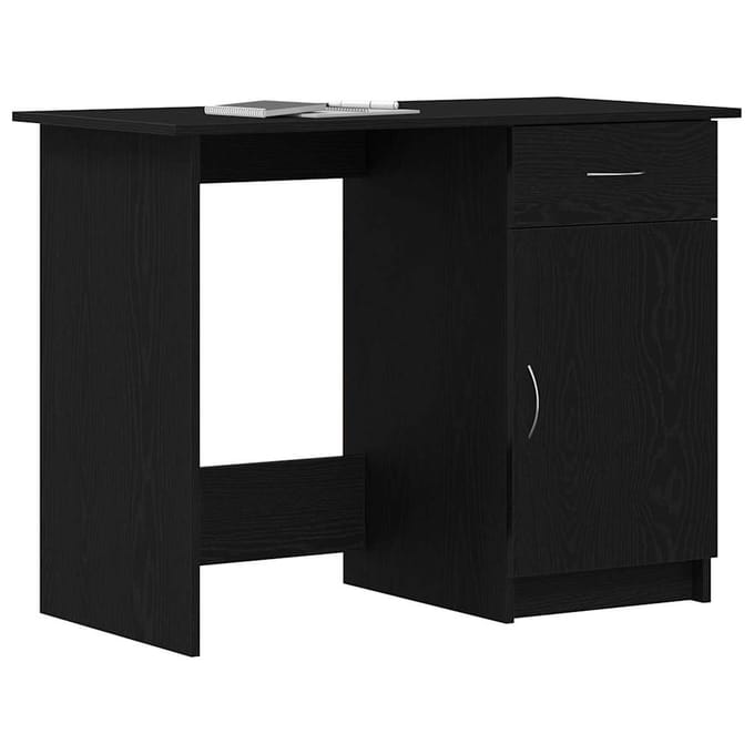 vidaXL - Bureau - Zwart - Eiken - Bewerkt - hout - 100 - x - 50 - x - 76 - cm