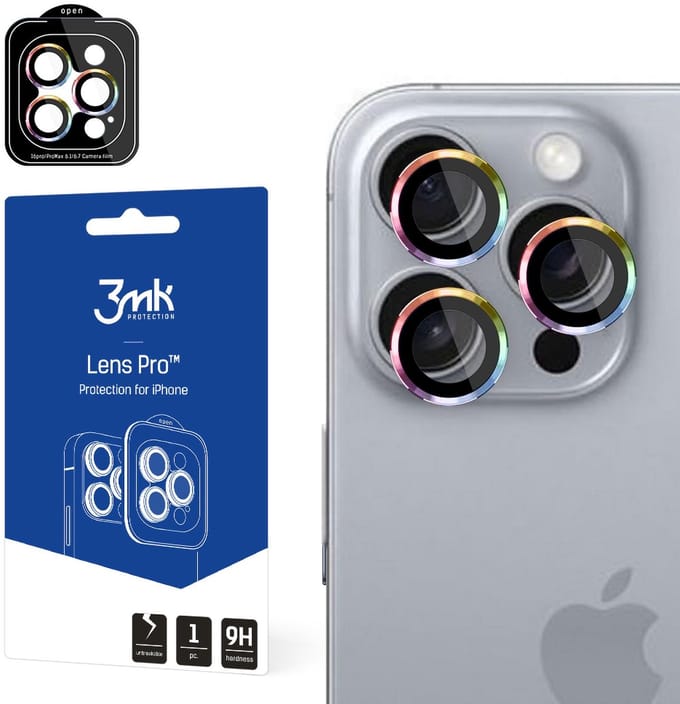 3mk Lens Protection Pro Camera Cover with Iridescent Frame for iPhone 16 Pro /16 Pro Max
