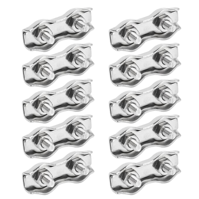 10 stuks Staaldraadklem 304 RVS M3 Dubbele Clip Klem voor Industrieel Mechanisme white