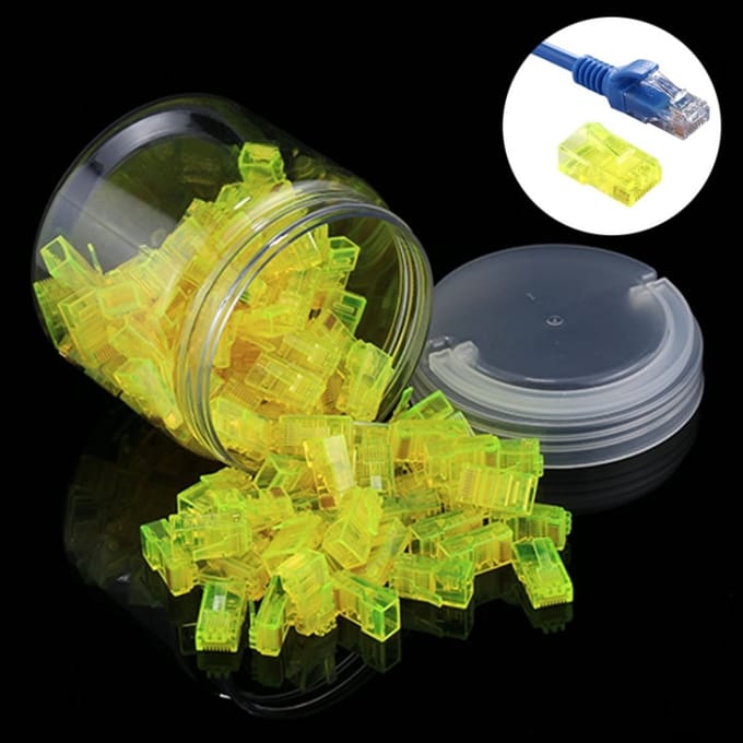 100 stuks Anpwoo Amp01 RJ45-connector modulaire stekker (geel)