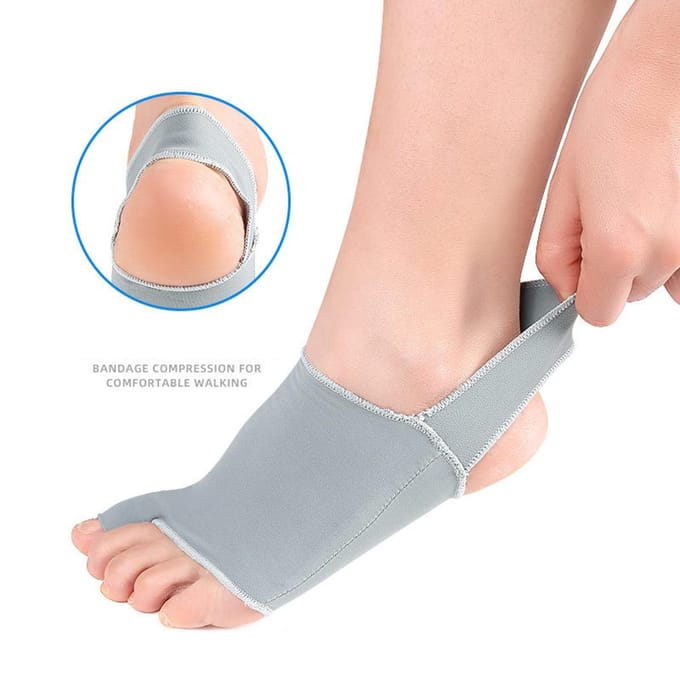 1 Pair 2 in 1 Arch Support Sleeve Brace Big Toe Hallux Valgus Corrector Ankle Arch Brace Wrap with white
