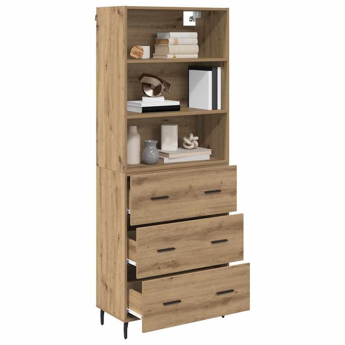 vidaXL - Highboard - 2 - st - Artisan - Eiken - 69,5 - x - 32,5 - x - 180 - cm - Bewerkt - hout