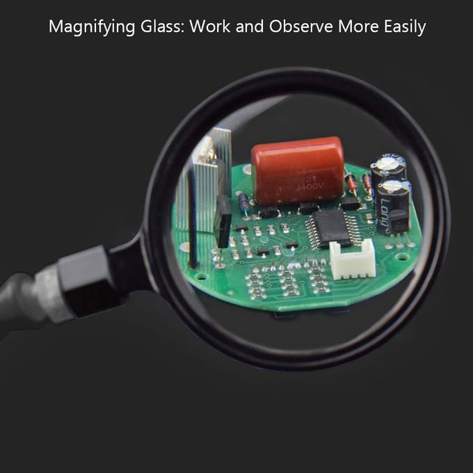 Helpende handen solderen Derdehand PCB-tool met 6 flexibele armen, licht draaibare clips en stabiel zwart