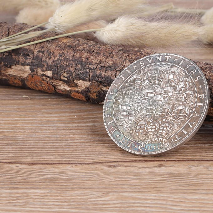 1588 Nederland Messing Plating Zilveren Vintage Collectie Munt Herdenkingsmunt gray