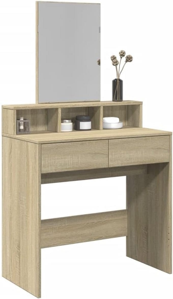 Kaptafel met Spiegel - Make-up Tafel in Sonoma Eiken - Ruime Make-up Station