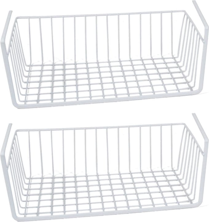 Gerimport Kastmandje - 2x - wit - metaal - 30 x 25 x 14 cm - opberg hangmand
