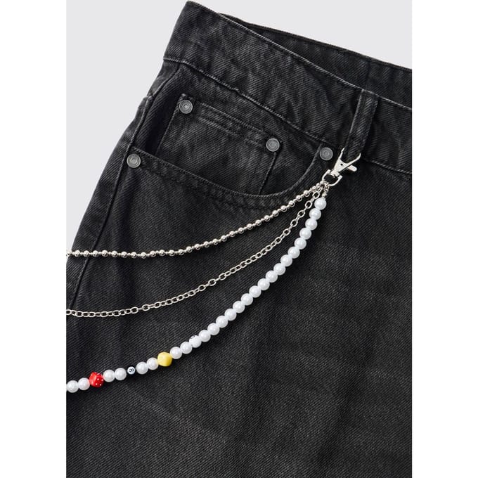Dobbelstenen Bedel Jeans Ketting | Silver