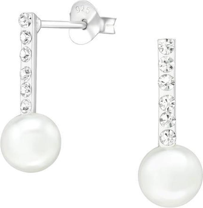 Amanto Oorbellen Erika - 925 Zilver E-Coating - Synth. Parel - 6x16 mm