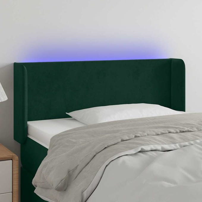 vidaXL - Hoofdbord - LED - 103x16x78/88 - cm - fluweel - donkergroen