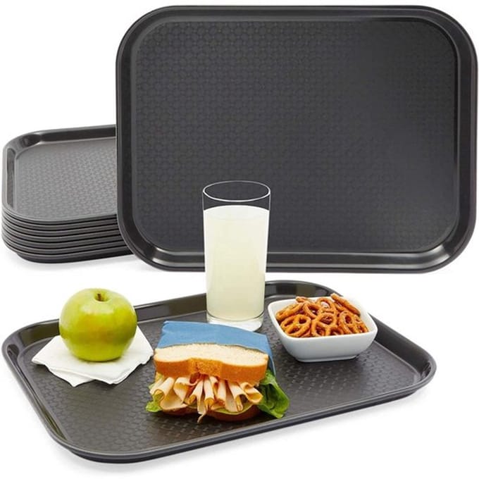 Zwarte plastic dienbladen voor cafeteria gebruik
