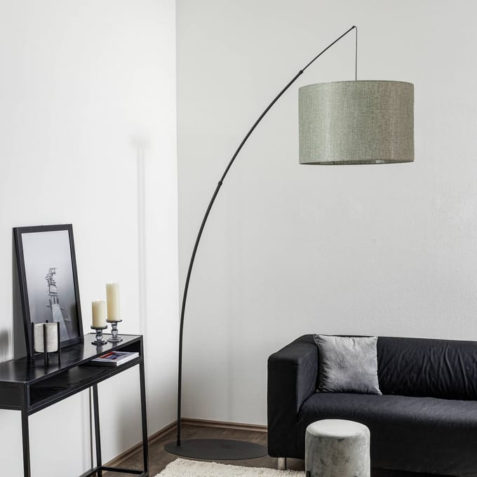 TK Lighting Vloerlamp Moby Green met textiel kap