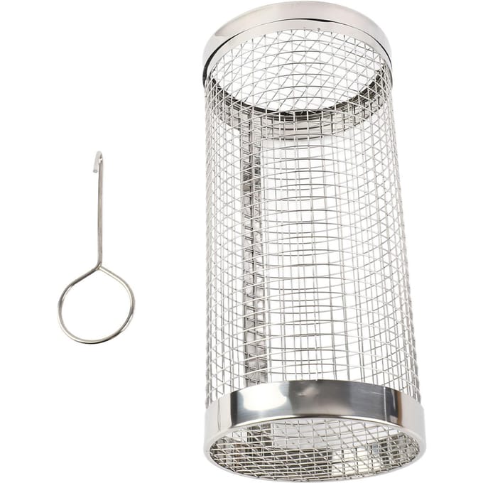Barbecue Grillmand Roestvrij Staal Hittebestendig Roestpreventie BBQ Grillkooi met Haak 20CM white