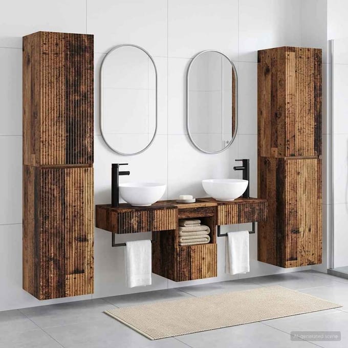 vidaXL - Badkamermeubel - Set - 5 - st - Oud - hout - 33 - x - 34,5 - x - 160 - cm