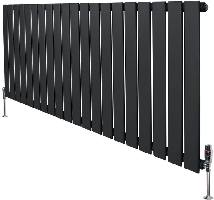1-kolom design radiator - 600x1400 mm - grijs - thermostaatkraan