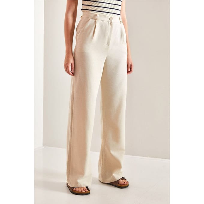 Hoge Taille Palazzo Broek met Plooien
