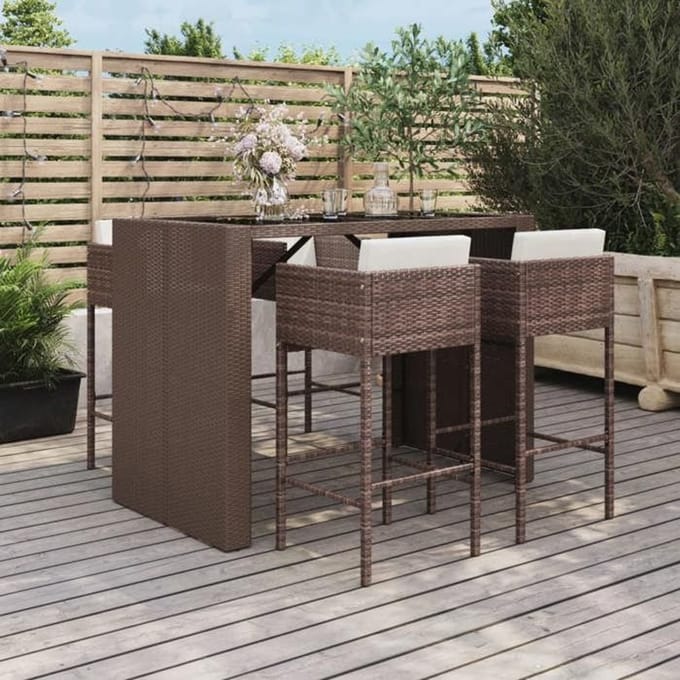 Maison Exclusive - Ensemble de bar de jardin avec coussins 5 pcs marron poly rotin marron