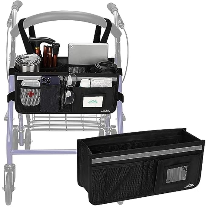 Rollator Mand met Grote Capaciteit - Opvouwbare Waterdichte Organizer Tas voor Senioren