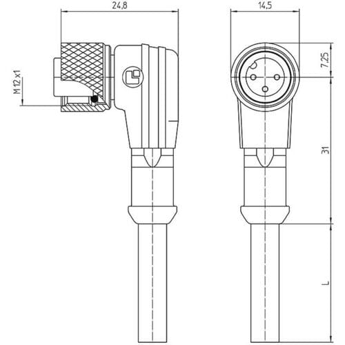 Lutronic 1121 Sensor/actuator connector, geassembleerd M12 Aantal polen (sensoren): 12 Koppeling, haaks 5.00 m 1 stuk(s)