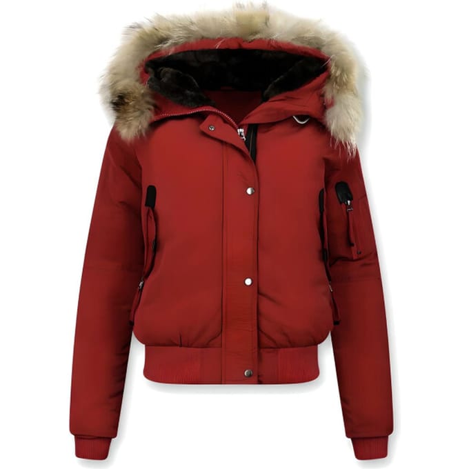 Gentile Bellini Korte winterjas met grote bontkraag