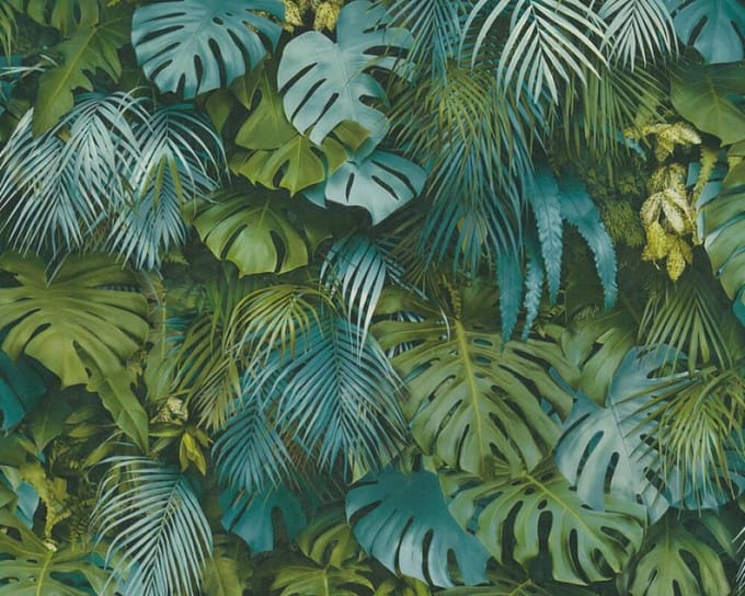BLADEREN BEHANG | Botanisch - groen blauw - A.S. Création Greenery