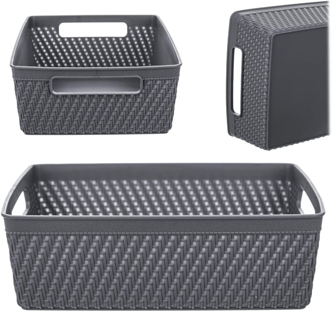Lioni rechthoekige mand 24 x 17,5 x 7,5 cm donkergrijs